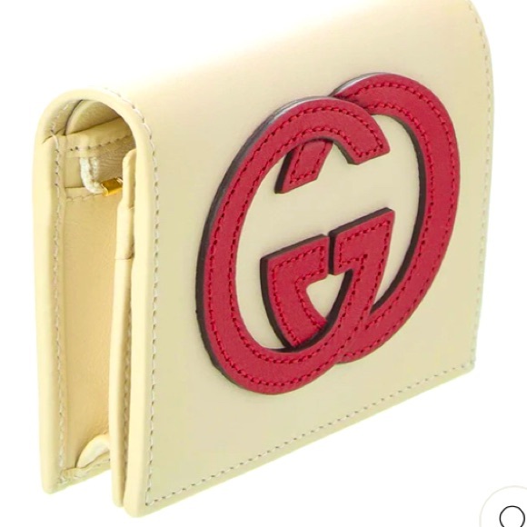 White leather/red Gucci Logo Wallet Authentic NWT - Picture 2 of 9